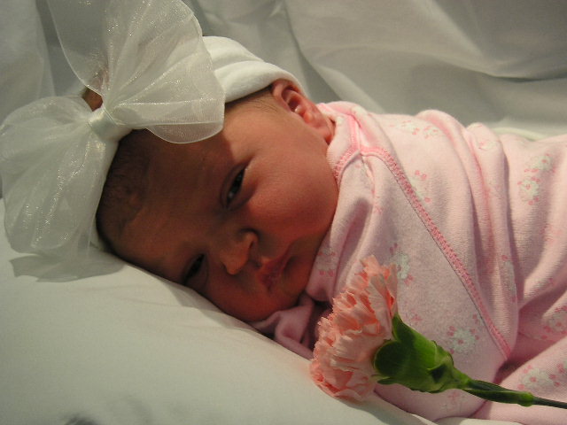 adeline mae with a big bow